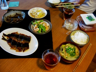 ミニアスパラと海老の塩炒め 等